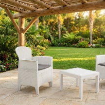 IPAE PROGARDEN Set Giard 5 Salotto da Giardino 2 Poltrone Tavolino Bianco