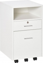 Icon Space 030WTek924 Cassettiera Ufficio 2 Cassetti  1 Vano a Giorno 39,5x40x60 cm Bianco