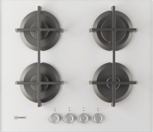 Indesit ING 61TWH 1 Piano Cottura 4 Fuochi a Gas Larghezza 59 cm in Vetro Bianco ING 61TWH