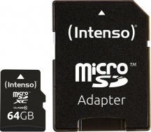 Intenso 3413490 Micro SD Scheda di Memoria Capacit� 64 GB Classe 10 con Adattatore