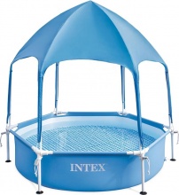 Intex 28209 Piscina Rotonda con Tettoia Parasole 183cm Azzurro  Canopy MetalFrame