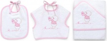 Italbaby 15 5020 101 Bavaglino per Neonati Bear Set da 3 Pezzi in Cotone Spugna Rosa