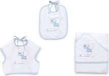 Italbaby 15 5020 102 Bavaglino per Neonati Bear Set da 3 Pezzi in Cotone Spugna Azzurro
