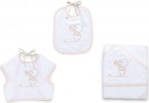 Italbaby 15 5020 106 Bavaglino per Neonati Bear Set da 3 Pezzi in Cotone Spugna Avorio