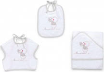 Italbaby 15 5020 108 Bavaglino per Neonati Bear Set da 3 Pezzi in Cotone Spugna Grigio