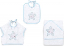 Italbaby 15 5020 202 Bavaglino per Neonati Star Set da 3 Pezzi in Cotone Spugna Azzurro