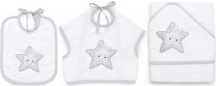 Italbaby 15 5020 208 Bavaglino per Neonati Star Set da 3 Pezzi in Cotone Spugna Grigio