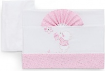 Italbaby 15 3010 101 Lenzuola Culla Neonato Federa + Sopra + Sotto con Angoli Rosa - Bear