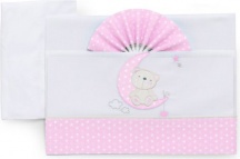 Italbaby 15 3010 401 Lenzuola Culla Neonato Federa + Sopra + Sotto con Angoli Rosa - Moon