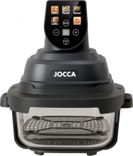 JOCCA 2954 Friggitrice ad Aria 6 Litri 1500 Watt Contenitore in Vetro Nero
