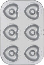 Decora C0070037 Stampo per Dolci Ciambelle Antiaderente in Metallo 6 Posti 7,5 cm Grigio