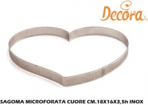 Decora DEC0064086 Stampo per Dolci Cuore Sagoma Microforata in Acciaio Inox 18x16x3,5 H cm