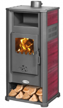 K-Line 645103 Stufa a Legna in Acciaio 9,4 kW Volume 120 m3 Maiolica Bordeaux Kabul