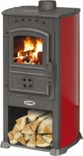 K-Line KoralRo Stufa a Legna in Acciaio Potenza 7 kW Volume 140 m3 colore Rosso
