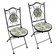 LIF AH25023 Sedie per Esterni Pieghevole Set 2 Sedie Mosaico 38x46-92 cm Nero FLORA