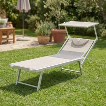 LIF B1001 SINGOLO Lettino Prendisole da Giardino Pieghevole 188x67x38 cm Bianco Budelli