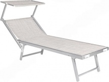 LIF B1001 XXL Lettino Prendisole Mare Giardino Alluminio Budelli Parasole Bianco