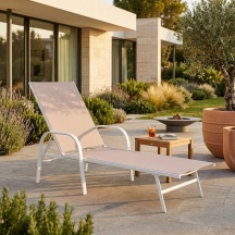 LIF JYB3001F1 TAUPE Lettino Prendisole da Giardino Reclinabile 199x68x31 cm Tortora Puro Relax