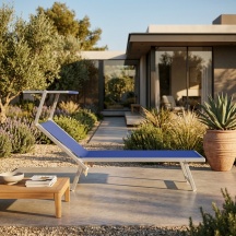 LIF SH125 ALU BLUE Lettino Prendisole da Giardino Pieghevole Parasole 186x70x40 cm Blu Atrani