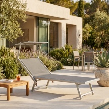 LIF SH125 ALU GREY Lettino Prendisole da Giardino Pieghevole Parasole 186x70x40cm Grigio Atrani