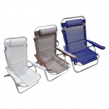 LIF SH183C Spiaggina Pieghevole con Cuscino Poggiatesta 53x62x77 cm Bianco - VIESTE