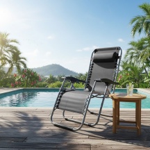 LIF SH212 ANT. GREY Sdraio da Giardino con Poggiatesta 177x65x113 cm grigio antracite PROCIDA