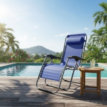 LIF SH212 STEEL BLUE R Sdraio da Giardino con Poggiatesta 177 x 65 x 113 cm Blu greco PROCIDA