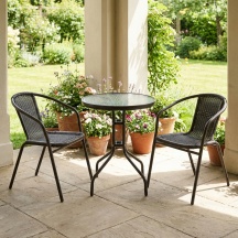 LIF XG4049 Tavolo da Giardino Rotondo Set Tavolo + 2 Sedie Marrone Achille