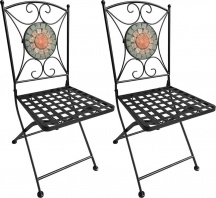 LIF XYT152(SED) Set 2 Sedie da Giardino Pieghevoli Metallo 38x90 cm Nero Alice