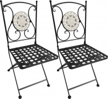 LIF XYT156(SED) Set 2 Sedie da Giardino Pieghevoli Metallo 38x90 cm Nero Aurora