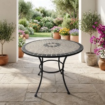 LIF XYT156(TAV) Tavolo da Giardino Rotondo Metallo 60x70 cm Nero Aurora