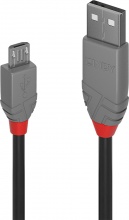 LINDY 36731 Anthra Line Cavo USB 0.5 m 2.0 USB A Micro-USB B Nero Grigio
