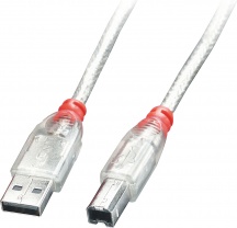 LINDY 41754 Cavo USB 3 m 2.0 USB A USB B Trasparente