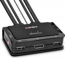 LINDY 42344 KVM Switch USB DisplayPort Jack 3.5 mm colore Nero