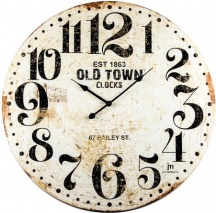 LOWELL 21486 Orologio Parete � 60 MDF Antichizzato Bianco