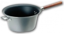 Lar 4004 Paiolo per Polenta Antiaderente in Alluminio 30 cm Manico in Legno 22 cm