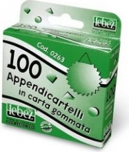 Lebez 0263B Appendicartelli in Carta Gommata 100 Pezzi Multicolore