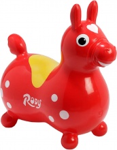 Ledraplastic 80024 Cavallo Rody Rosso Cavalcabile per Bambini da 2+ anni