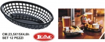Leone O0508 Cestino Plastica Ovale Nero Set 12 pezzi cm 23.5x15x4.6h