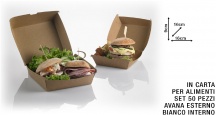 Leone O0708 Box hamburger Kraft-Pe Set 50 pezzi cm 16x16x9h Avana ml 900