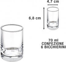 Leone O3205 Bicchierino in Vetro Set 6 pezzi cm 4.7x6.8h ml 70