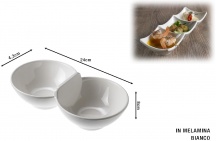 Leone O8155 Ciotola Doppia Melamina Bianco cm 24x8x4.3h