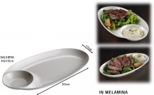 Leone O8161 Piatto Con Salsiera Melamina Bianco cm 33x17.5x3.2h