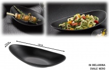Leone O8205 Piatto Melamina Ovale Nero cm 31x16x4h Le Perle