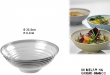 Leone O8515-T Ciotola Tonda Melamina Grigio-Bianco cm 22.8x8.3h