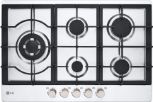 Lg CBGZ3016S Piano Cottura 5 Fuochi a Gas 75 cm Griglie in Ghisa Acciaio Inox