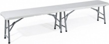 Lifeingarden 236017 Panca da Giardino Pieghevole in Acciaio 183x28x44 Bianco Catering