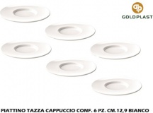 Goldplast GO189799 Piattino Tazza Cappuccio cf 6 pezzi cm 12,9 Bianco