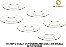 Goldplast GO191976 Piattino Tazza Cappuccio San cf 6 pz cm 12,9 Trasparente