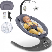 Lionelo LBUJRALFWH Ralf - Sdraietta Neonato Elettrica Max 9 Kg Telecomando GrigioBianco